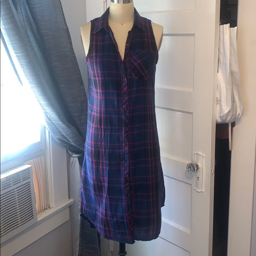 Hardwear Blue, Black, and Red Plaid Slvls Tunic